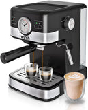 Wirsh Espresso Machine,  15 Bar Espresso Maker with Milk Frother Steamer Wand,Compact Expresso Coffee Machine with 42oz Removable Reservoir for Cappuccino and Latte, Brushed Stainless Steel
