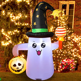 Poptrend Inflatable Halloween Decorations,8.2 FT Inflatable 7 Pumpkins Wearing Witch Hats Outdoor Halloween Blow Up Yard Decorations Internal LED Lights Halloween Holiday Decorations Home Garden