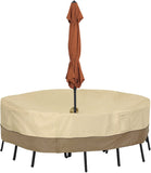 HYD-Parts  Veranda Water-Resistant 60 Inch Round Patio Table & Chair Set Cover with Umbrella Hole