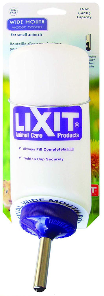 Lixit 16oz Wide Mouth BPA-Free Water Bottles for Guinea Pigs, Rats, Chinchillas and Other Small Animals.