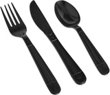 V PLUS  Basics 360 Piece Plastic Cutlery Set, Black (180 forks, 120 spoons, 60 knives)