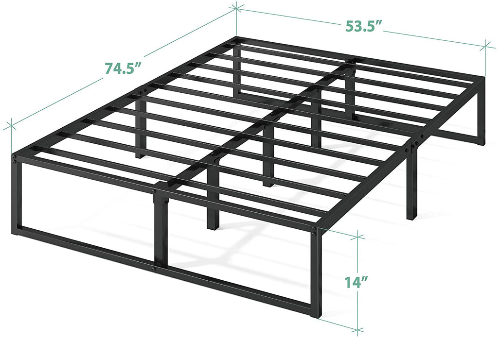 Zinus Lorelai 14 Inch Metal Platform Bed Frame / Steel Slat Support / No Box Spring Needed / Underbed Storage Space / Easy Assembly, Full