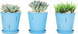 Liteus Abode 20810 Blue Stonewash Succulent Indoor Plants (Set of 3) Flower Planter Garden Pots with Drainage Hole
