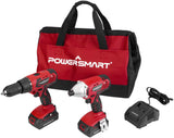 PowerSmart Combo Kit, 4-Tool Combo Kit, 20V Cordless Drill/Saw Combo Kit, Cordless 1/4