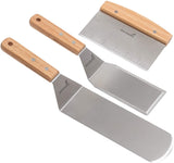 Wanbasion Professional Griddle Spatula Set - Stainless Steel Metal Spatula and Griddle Scraper - Heavy Spatula Griddle Accessories