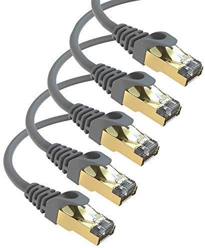 Maximm Cat7 Ethernet Cable, 15 Feet, Green, 5-Pack - Pure Copper - RJ45 Gold-Plated Snagless Connectors 600 MHz, 10 Gbps. for Fast Network & Computer Networking + Cable Clips and Ties