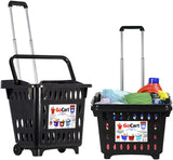 Dbest  products GoCart, Black Grocery Cart Shopping Laundry Basket on Wheels