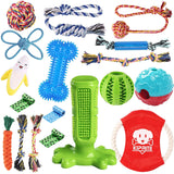 KIPRITII Dog Chew Toys for Puppy - 18 Pack Puppies Teething Chew Toys for Boredom, Pet Dog Chew Toys with Rope Toys, More Squeaky Toy for Puppy and Small Dogs