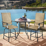 Aoxun Outdoor Patio Swivel Bar Stools Set - Bar Height Table and Chairs Set of 2, 2 Textilene 360° Swivel Padded Chairs, 2 Pieces Deck Furniture Set