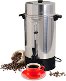 West Bend 58002 Highly Polished Aluminum Commercial Coffee Urn Features Automatic Temperature Control Large Capacity