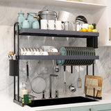 MAJALIS Over Sink Dish Drying Rack, Stainless Steel 2 Tier Large Dish Drainer Above Sink Adjustable 27.5
