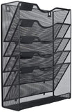 EasyPAG Mesh Wall Hanging File Organizer Holder 5 Tier Vertical Pocket Magzine Rack with Tray, Black
