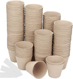 Daniel's Plants 120 Pack 2.5 Inches Round Biodegradable Seed Starter Peat Pots with 100 Plant Labels for Fruit Vegetable Plant Germination Seedling Garden Supplies