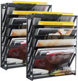 Samstar 2 Pack Wall File Organizer, 5-Tier Wall Mount Paper Holder Vertical File Rack for Office Home, Black.