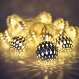 LouisChoice LED Globe String Lights, Decorative Moroccan Orb, 40 Silver Metal Balls, Bright Warm Light, Battery Powered, for Indoor and Outdoor, 16ft