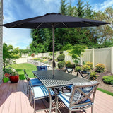 Bumblr 7.5ft Patio Umbrella Outdoor Market Table Umbrella with Push Button Tilt/Crank & 6 Sturdy Ribs Sun Umbrella for Garden Lawn Deck Backyard Pool, Beige