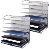 Easepres 6-Tier Mesh Desktop File Organizer Document Letter Tray Holder for Office or Home, Black