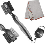 Prowithlin Golf Club Brush and Golf Towel, 2 ft Retractable Zip-line Metal Buckle, Dual Bristles Nylon and Wire Bristles, Golf Club Brush and Groove Cleaner, Golf Gifts Accessories for Men and Women