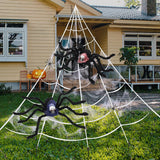 Forite 16 Ft Spider Webs Halloween Decorations, Giant Spider Web + 2 Fake Skull Spiders for Outdoor Halloween Decor, Yard Lawn Home Costumes Party Haunted House Decor
