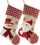 ASTINO Classic Christmas Stockings Set of 2 Santa, Snowman Xmas Character 17 inch (Style 4)