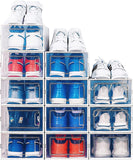 ÉLEVER  Shoe Organizer Shoe Rack | Stylish Clear Plastic Stackable Shoe Boxes for Closet Organizers and Shoe Storage - Sneaker, Boot, Toy Closet Storage Bins & Organizing Containers