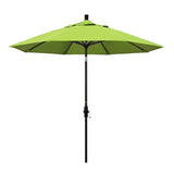 California Umbrella 9' Round Aluminum Market Umbrella, Crank Lift, Collar Tilt, White Pole, Sunbrella Pacific Blue