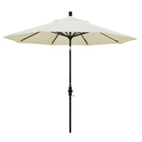 California Umbrella 9' Round Aluminum Market Umbrella, Crank Lift, Collar Tilt, White Pole, Sunbrella Pacific Blue