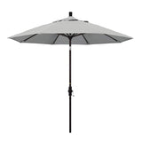 California Umbrella 9' Round Aluminum Market Umbrella, Crank Lift, Collar Tilt, White Pole, Sunbrella Pacific Blue