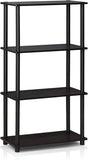 Furinno (99557BK/GY) Turn-N-Tube 4-Tier Multipurpose Shelf Display Rack - Black/Grey