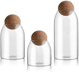 UPKOCH 3Pcs Glass Jars with Airtight Seal Ball Cork Lid Clear Cookie Jars Mason Jars Food Storage Canister for Tea Coffee Spice Sugar Salt (Size S/M/L)