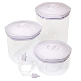 Avid Armor NEW Vacuum Food Storage Canisters 3-Piece Set Clear Bottoms with White Locking Lids and Includes Universal Hose Attachment Keep Foods, Snacks, Coffee Fresh Plus for Use in Marinating