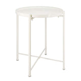 Fulldepot Round Side Table Accent Table Removable and Waterproof End Tables Metal Side Table for Living Room Bedroom Balcony Office (White)