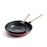 Red Volcano Textured Healthy Ceramic Nonstick Frying Pan/Skillet Set, 7