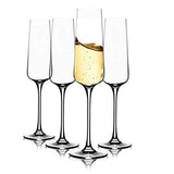 Modvera Element Drinkware Champagne Crystal Glass - Clear Classic Design Perfect for Champagne at Your Next Elegant Dinner Party or Event Elongated Bowl Design Snifter 7.7 Ounce - 4 Packs