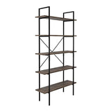 CosyStar 5-Tier Tall Bookcase, Rustic Wood and Metal Standing Bookshelf, Industrial Vintage Book Shelf Unit, Open Back Modern Office Bookcases