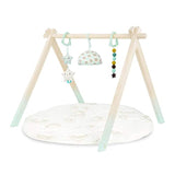 PgUp Wooden Baby Play Gym, PgUp Foldable Baby Gym with 4 Wooden Baby Hanging Toys for Play & Learn, Baby Activity Gym Frame Hanging Bar Toddler Gym Newborn Gift for Baby Girl and Boy