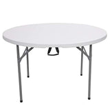 Trlec 48inch Round Folding Table Outdoor Folding Utility Table White.Its Perfect for Offices, Schools, Gardens, Guards and More（White）