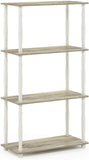 Furinno (99557BK/GY) Turn-N-Tube 4-Tier Multipurpose Shelf Display Rack - Black/Grey