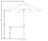 California Umbrella 9' Round Aluminum Market Umbrella, Crank Lift, Collar Tilt, White Pole, Sunbrella Pacific Blue