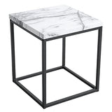 Roomfitters White Marble Print End Table/Side Table/Night Stand, Upgrade Version with Metal Frame Box for Living Room