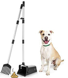 KOOLTAIL Metal Dog Pooper Scooper - Poop Scoop Aluminum Alloy Rake & Tray with Extendable Long Handle, Poop Clean Response Swivel Bin & Rake