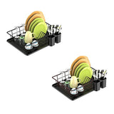 F-color Dish Drying Rack with Water Tray for Kitchen Counter, Black Bundled with Bronze