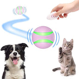 Blinkbrione Remote Control Pet Bounce Ball, Automatic Rolling and Rotation Toy Ball for Dogs & Cats with Colorful LED Lights, Washable, Rechargeable and Durable (Pink)