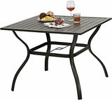 PHI VILLA Metal Patio Dining Table Steel Rectangular Outdoor Table, Weather-Resistant Table with 1.9