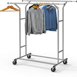 EEZE Rack  Heavy Duty Double Rail Clothing Garment Rack, Chrome