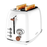 KITCHMIX Toaster 2 slice, KitchMix Retro Stainless Steel Toaster with 6 Settings, 1.5 In Extra Wide Slots, Bagel/Defrost/Cancel Function, Removable Crumb Tray (White)