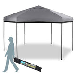 MFSTUDIO 12'x10' Hexagon Pop-Up Portable 6 Sided Gazebo,Instant Screened Canopies with Heavy Duty Roller Bag(112 Square Feet of Shade),Grey