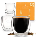 Kitchables Espresso Shot Glass, Durable Double Walled Espresso Cups, Clear Shot Glasses for Coffee Shots, Shot Glasses Set of 4, 2.7oz