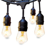 ADDLON 48 FT Outdoor String Lights Commercial Grade Weatherproof Strand Edison Vintage Bulbs 15 Hanging Sockets, UL Listed Heavy-Duty Decorative Cafe Patio Lights for Bistro Garden