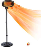 hmercy Outdoor Heater Electric Patio Heaters - 1500W Telescopic Freestanding Quartz Bulb Garden Heaters, Adjustable Temperature 3 Seconds Instant Warm